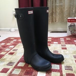 Tall Matte Navy Blue Hunter Boots